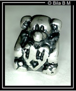 TEDDY BEAR holding HEART Charm Bead - STERLING Silver BIAGI - £20.78 GBP