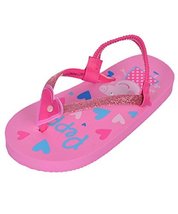 Peppa Pig Toddler Girl&#39;s Hearts Flip Flop, Medium (Youth Sizes 7-8) - Pink - £6.28 GBP