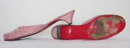 $700+ AUTH Louboutin pink jacquard silk slides 38.0 - £99.87 GBP