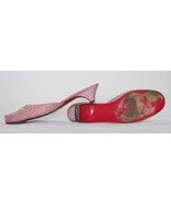 $700+ AUTH Louboutin pink jacquard silk slides 38.0 - £98.32 GBP