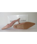 $800+ AUTH Manolo Blahnik pink suede notched slides 38.0 BOX - £98.32 GBP