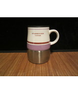 2006 Starbucks Urban Coffee Travel Mug Purple &amp; Brown Stripe Ceramic Sta... - €17,48 EUR