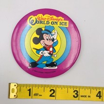 Vintage World On Ice Walt Disney Mickey Mouse Round Pin Pinback Button 3&quot; - $8.59