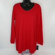 Karen Scott Womens Plus Size 0X Waffle Knit Tunic Sweater Long Sleeve Red Amore - £9.67 GBP