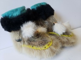 Native American Alaska Eskimo Baby booties Coyote fur Handmade beaded  Size S - £25.16 GBP