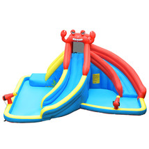 Inflatable Water Park Bounce House Crab W/ 2 Slides Climbing Wall Tunnel - £453.86 GBP