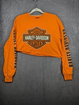 Harley Davidson Long Sleeve Crop Top Medium Orange Syracuse NY - $9.49