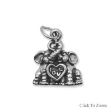 Adorable Sterling Silver Elephants in Love Charm - £21.22 GBP