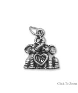 Adorable Sterling Silver Elephants in Love Charm - £21.57 GBP