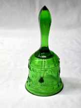 Vintage MOSSER GLASS Ohio 6&quot; Emerald Green BICENTENNIAL Bell With Clapper - $9.69