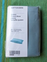 Ikea NATTJASMIN Pillowcase Gray Turquoise Queen 904.866.34 310 Thread Count NEW - £12.89 GBP