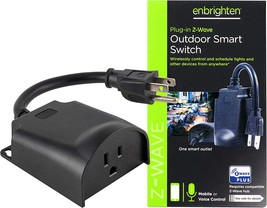 Enbrighten Z-Wave Plus Smart Outdoor Switch, 1-Outlet Plug-In (2Nd Gen),, Black. - £43.95 GBP