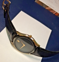 Vintage Movado Museum Gold Tone &amp; Black Quartz Mens Watch  88-64-860N - $222.75