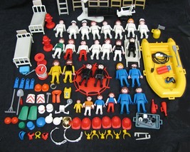 VTG Playmobil First Responders Firemen Nurse Hospital 18 Figures Divers Huge Lot - $47.03