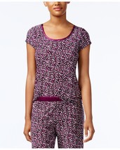 Alfani Womens Sleepwear Printed Short Sleeve Pajama Top Only,1-Piece,Berry,XS - £27.45 GBP