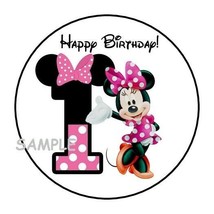 30 Minnie Mouse 1ST First Birthday Envelope Seals Labels Stickers 1.5&quot; Round - £5.98 GBP