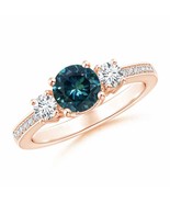 Authenticity Guarantee 
Angara Natural 6mm Teal Montana Sapphire Ring in... - £2,218.78 GBP