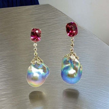 Diamond Rubellite Tourmaline Pearl Earrings 14k 6.25TCW Certified $4,950 920747 - £1,342.34 GBP