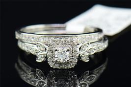 14K White Gold Finish Round Solitaire Diamond Engagement Ring Bridal Set 0.51 ct - £104.31 GBP