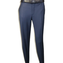 Men's MONO Turkey Slacks 100% Wool Plain Front Regular Fit 2501-24 Mid Blue image 2