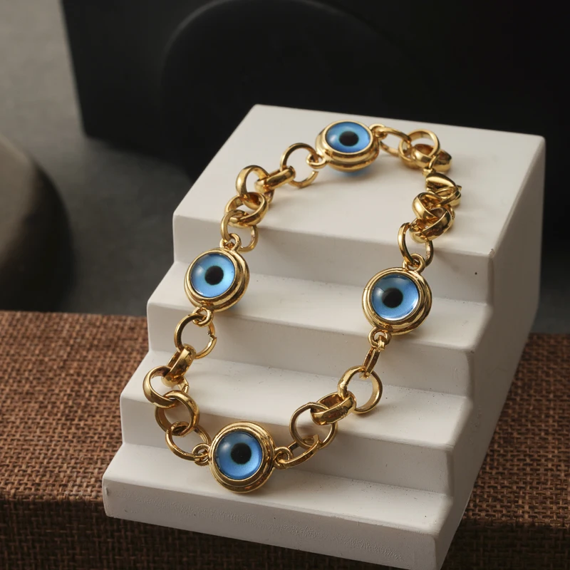 New Turkish Blue Eye Jewelry Set for Women Arabic Muslim Wedding Jewelry Etnic L - £20.10 GBP
