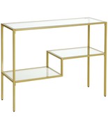 HOMCOM Gold Console Table: Glass Sofa, Entryway Table with Storage Shelves - €110,41 EUR