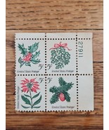 US Stamp Christmas Poinsettia/Holly/Flowers 5c Used Block of 4 - $35.35 MXN