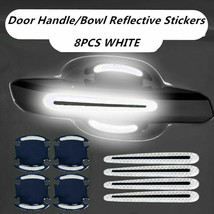 8pcs Safety Reflective Car Door Handle Door Bowl Warning Sticker Trim White - £9.34 GBP