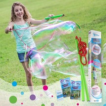Giant Bubble Wands Kit: (4-Piece Set) | Incl. Wand, Big Bubble Concentrate And T - £23.43 GBP
