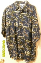 EMVO Men&#39;s Shirt Blue Floral Hawaiian Short Sleeve With Pocket XL 17-17 1/2 - £5.51 GBP