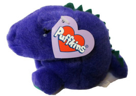 Puffkins Danny Dinosaur Plush Stuffed Animal 4&quot; Purple NEW FACTORY DEFEC... - £8.60 GBP
