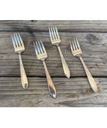 4 Vintage National Silver King Edward Salad Forks Silverplate Flatware 5... - $19.79