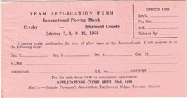 Vintage 1958 Application International Plowing Match Stormont ON 3 1/4&quot; ... - £1.68 GBP