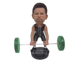 Custom Bobblehead Male Weightlifter Trying To Lift The Heavy One - Sports &amp; Hobb - £69.62 GBP