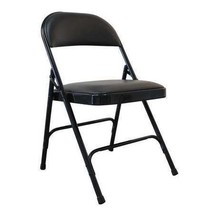 13V425 Padded Folding Chair,Vinyl,Black,300 Lb. - £47.97 GBP