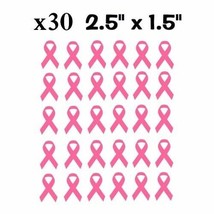 x30 Breast Cancer Ribbons Pink Awareness Pack Vinyl Decal Stickers 2.5&quot; ... - £14.54 GBP