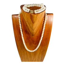 Pearl Necklace 19” and Bracelet 7.25” 5mm Pearls Set With 10K Gold Fille... - £37.31 GBP