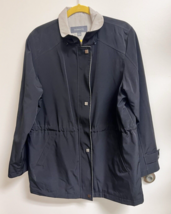 Liz Claiborne Women&#39;s Rain Type Coat Sz Lrg Black &amp; Tan Excellent Shape - $24.26