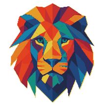 Lion face with geometric pattern colored - Cross Stitch Pattern PDF  - $5.00