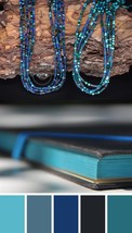 long boho friendship bracelets/necklaces, artisan seed bead mix, turquoise, blue - £30.44 GBP