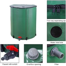 50 Gallon Foldable Rain Barrel Water Collector Foldable Rain Water Stora... - $53.99