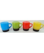 Vintage Fire King Anchor Hocking Set of 4 Coffee Cups - Red Green Blue Y... - £55.88 GBP