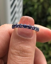 2Ct Round Tanzanite Half Eternity Wedding Engagement Band 14K White Gold... - $82.31