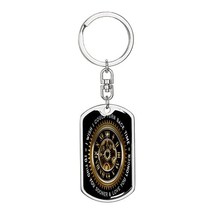 Turn Back Time Swivel Keychain Dog Tag Engraved 18k Gold - $69.25