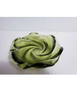 Vintage Fenton Avocado Green Glass 8&quot; Textured Swirl Ashtray Candy Dish ... - £15.56 GBP