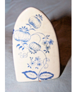 Vintage Small Blue &amp; White Ceramic Clothes Iron Toothpick Holder - £9.40 GBP