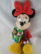 Disney 11 INCH Christmas MINNIE MOUSE Plush w gift of Chipmunk Doll sings Mattel - £15.81 GBP