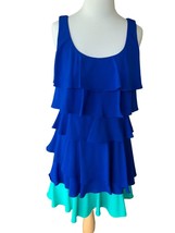 Calvin Klein Ladies Sleeveless Tiered Lined Side Zip Scoop Neck Dress Euc 8 - £26.93 GBP