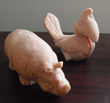 Lot of 2 Unique Resin Prototype Cartoon Figurines Rhino and Bird 3&quot; Tall - $25.74