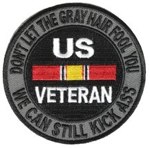 Don't Let The Gray Hair Fool You National Defense Ribbon Round Patch - Color - V - $6.00